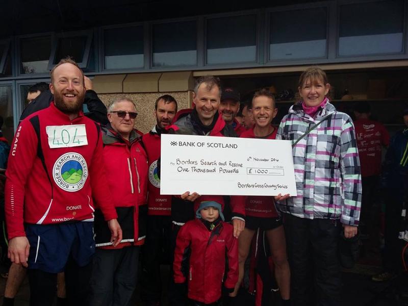 Borders X-Country League present a cheque for £1000 to BSARU