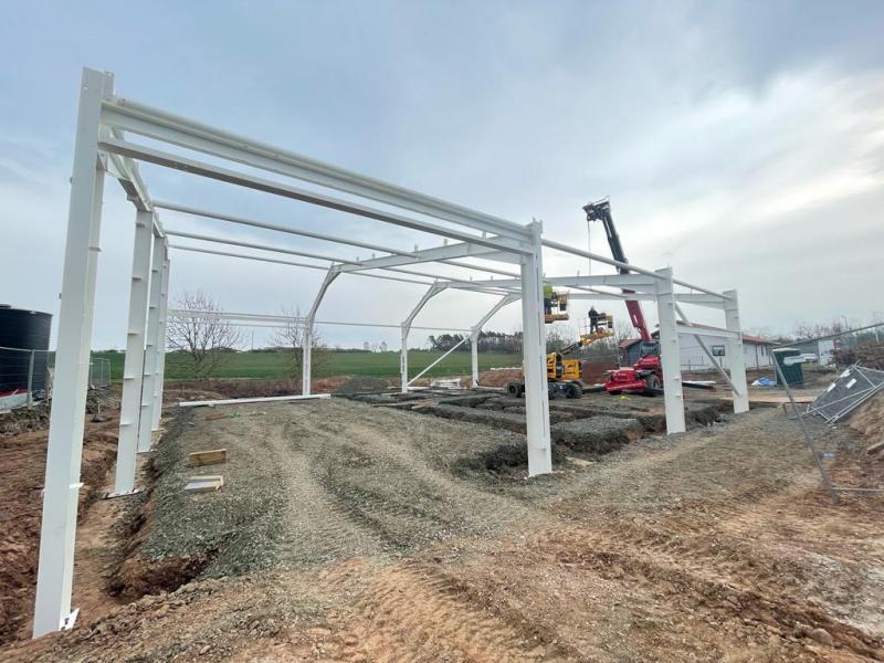Steel frame in place