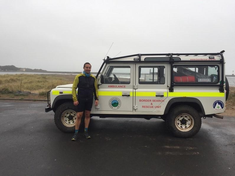 Stevie Ross at the end of his epic fundraising run!